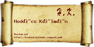 Hodács Kálmán névjegykártya